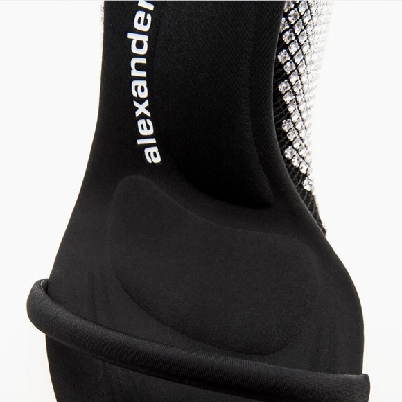 🆕ALEXANDER WANG DALIA 95 CHRYSTAL DIAMANTE WEDGE HEEL STRAPPY SANDAL 41 NYLON - Picture 4 of 11